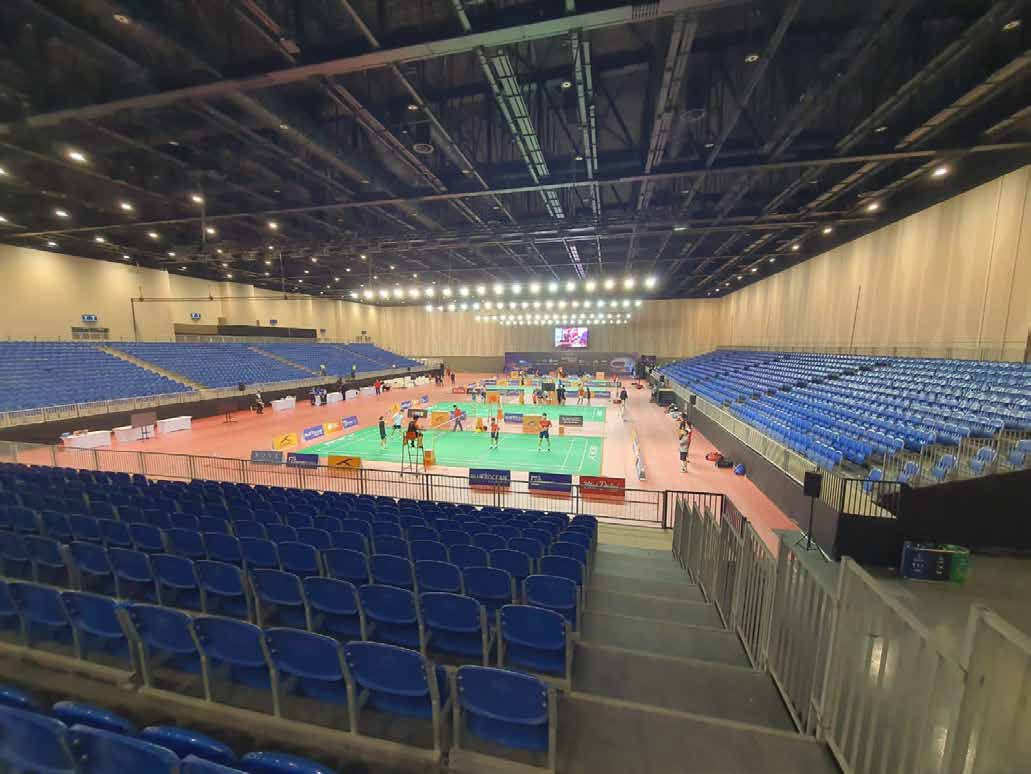 Grandstand seating in DEC North Hall for the Badminton Asia Championship, Expo Dubai