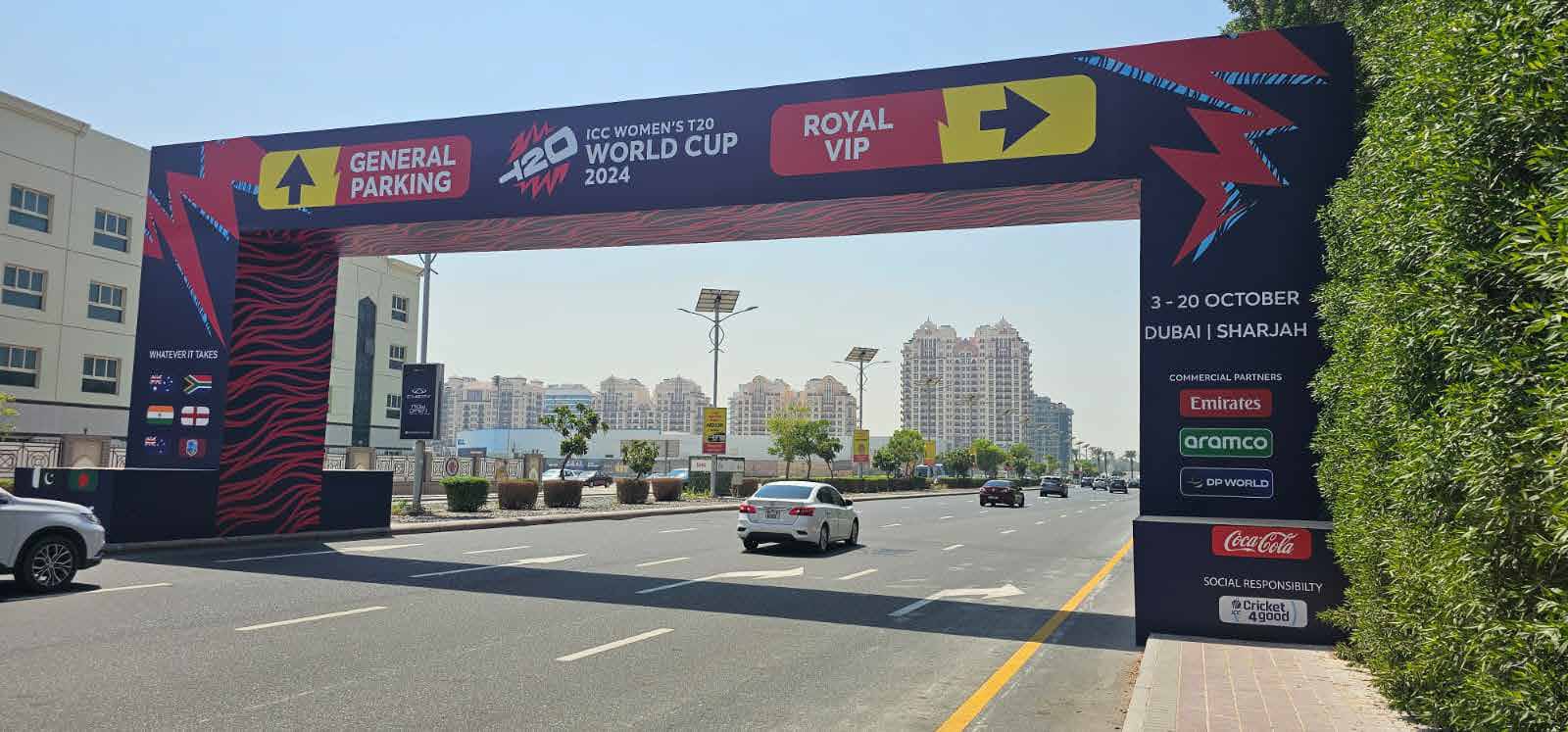 Entrance arch structure at the ICC T20 World Cup, Dubai Sports City