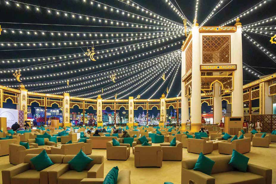 Octagonal majlis platform at Majlis of the World, Global Village, Dubai