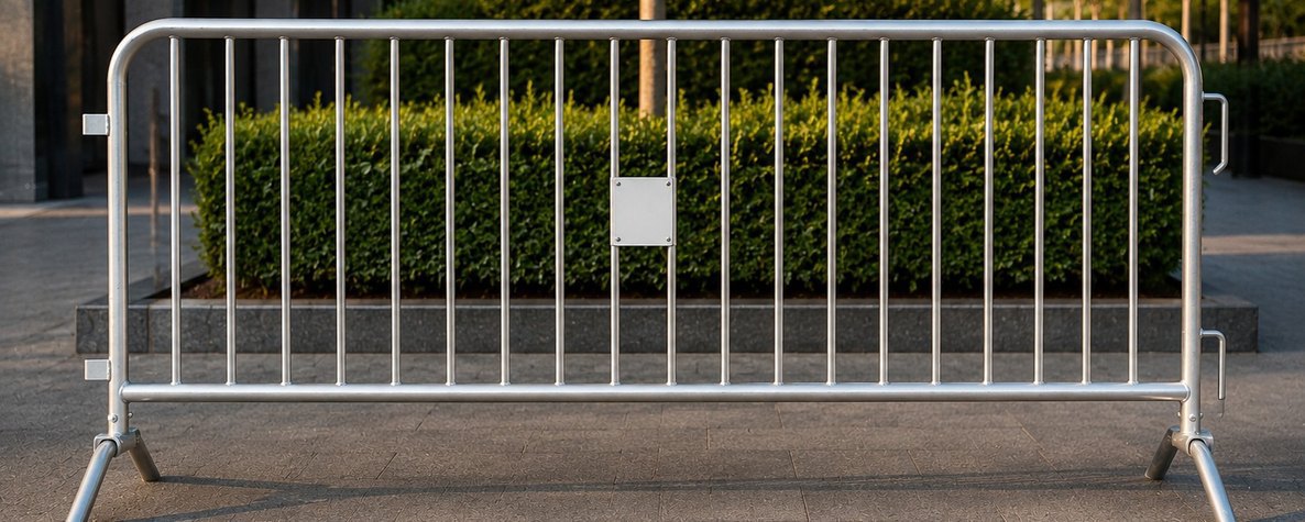 Galvanised steel police barriers