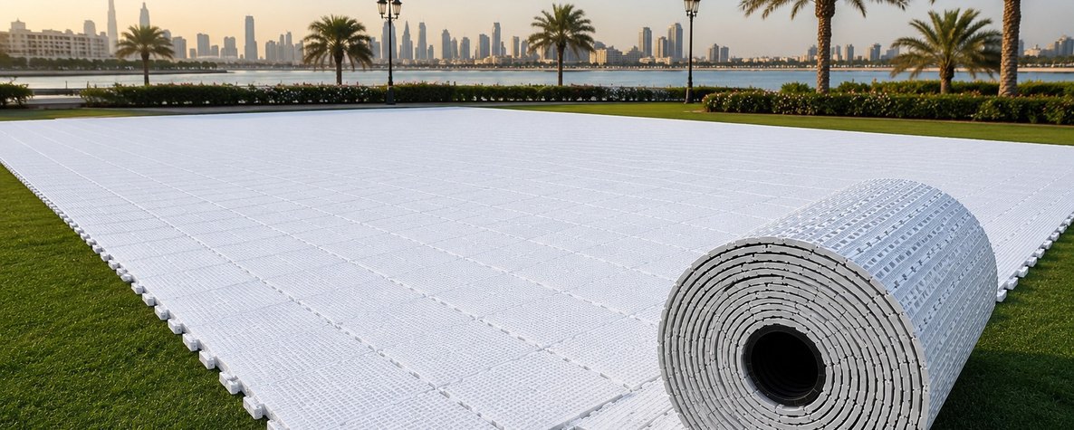 Perforated T3 event flooring over grass