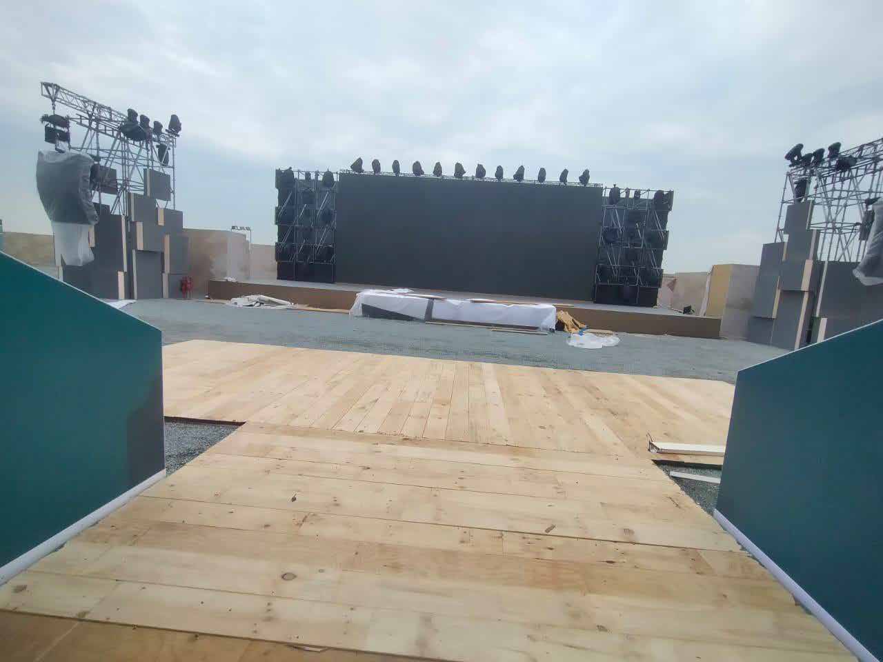 Boardwalk and stage structure at Union Fortress 9, Yas Island, Abu Dhabi
